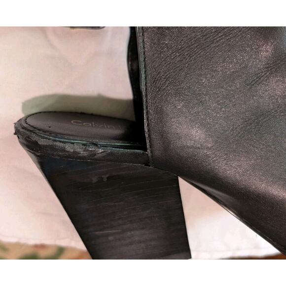 Calvin Klein Sandals Heels Welsie Size 6 M US Women Black Peep Toe - Picture 4 of 12